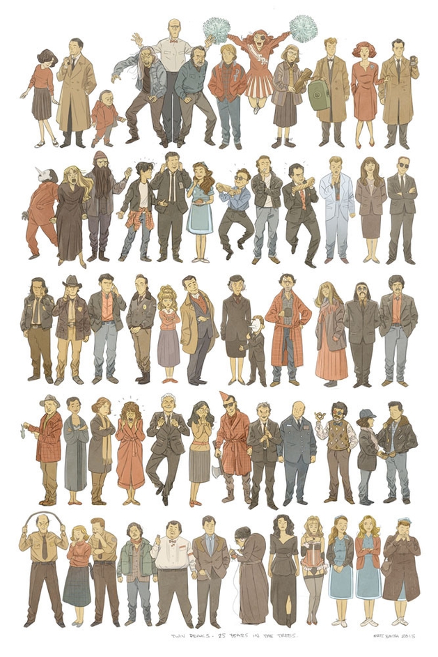 Twin Peaks: artista desenha 60 personagens da série pra comemorar seus 25 anos