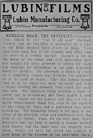 Poster 1 de Curta Hemlock Hoax, the Detective (1910)