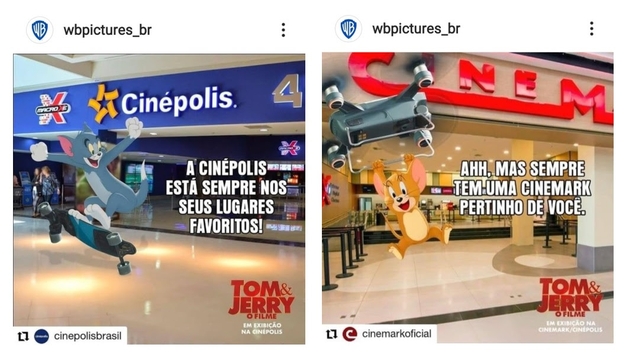 Cinépolis e Cinemark se unem em divertida campanha de Tom & Jerry