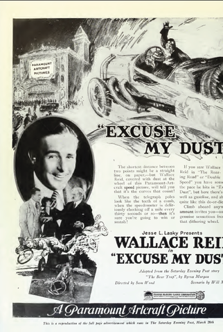 Poster 1 de Filme Excuse My Dust (1920)