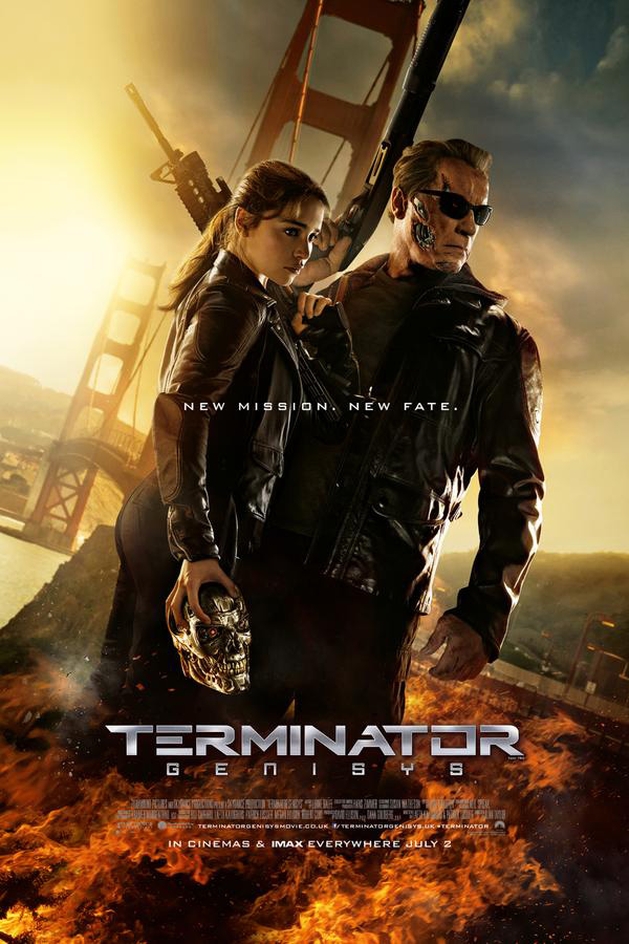 Schwarzenegger e Emilia Clarke no novo pôster de “O Exterminador do Futuro: Gênesis”