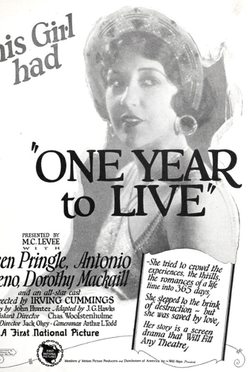 Poster de Filme One Year to Live (1925)