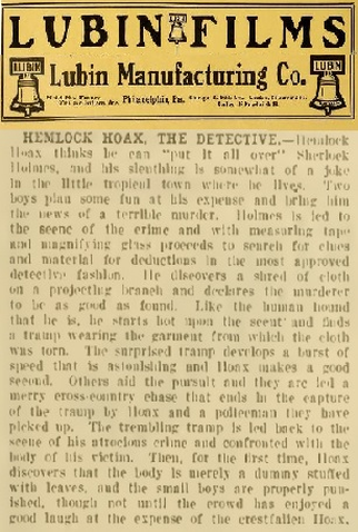 Poster 2 de Curta Hemlock Hoax, the Detective (1910)